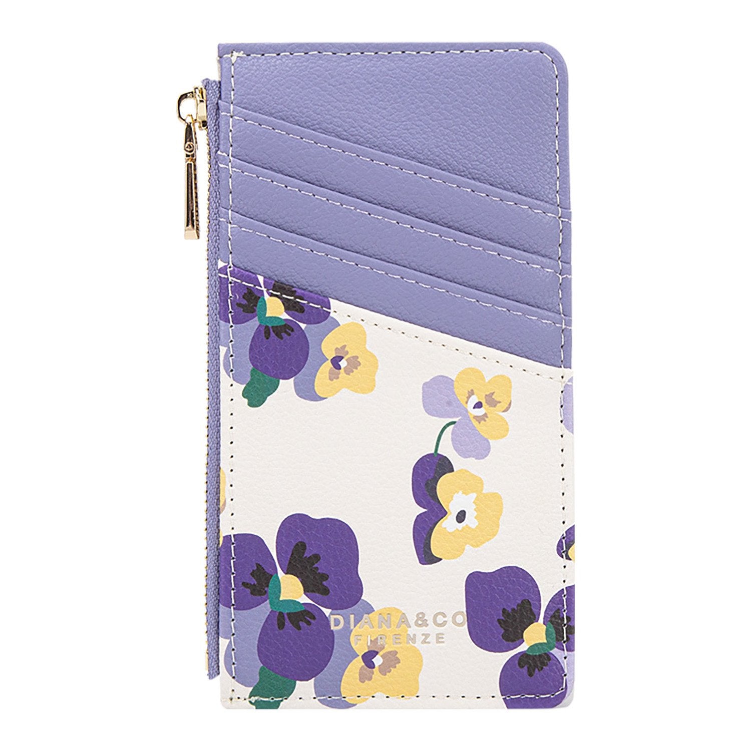 Portacarte fleuri Diana&Co avec porte-clés et poche zippée