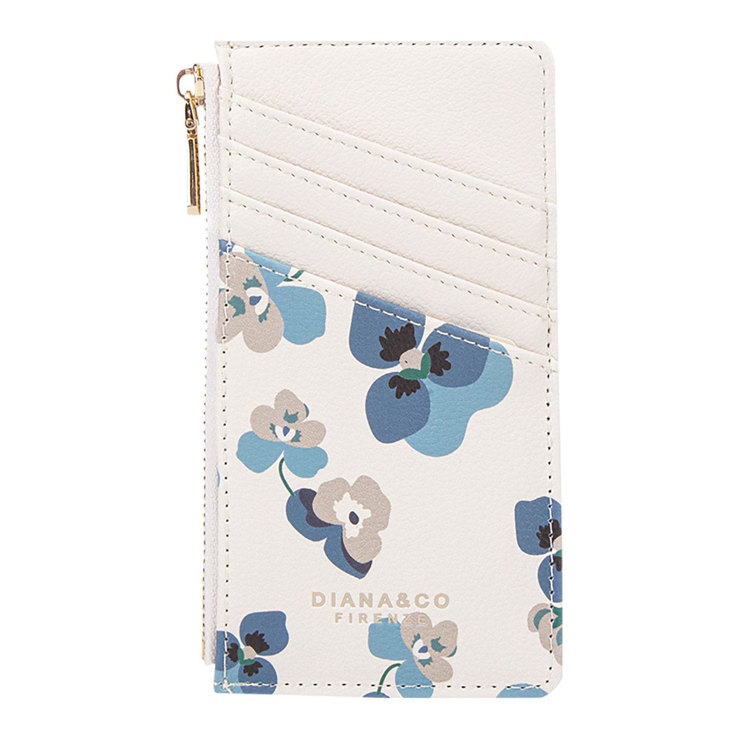Portacarte fleuri Diana&Co avec porte-clés et poche zippée