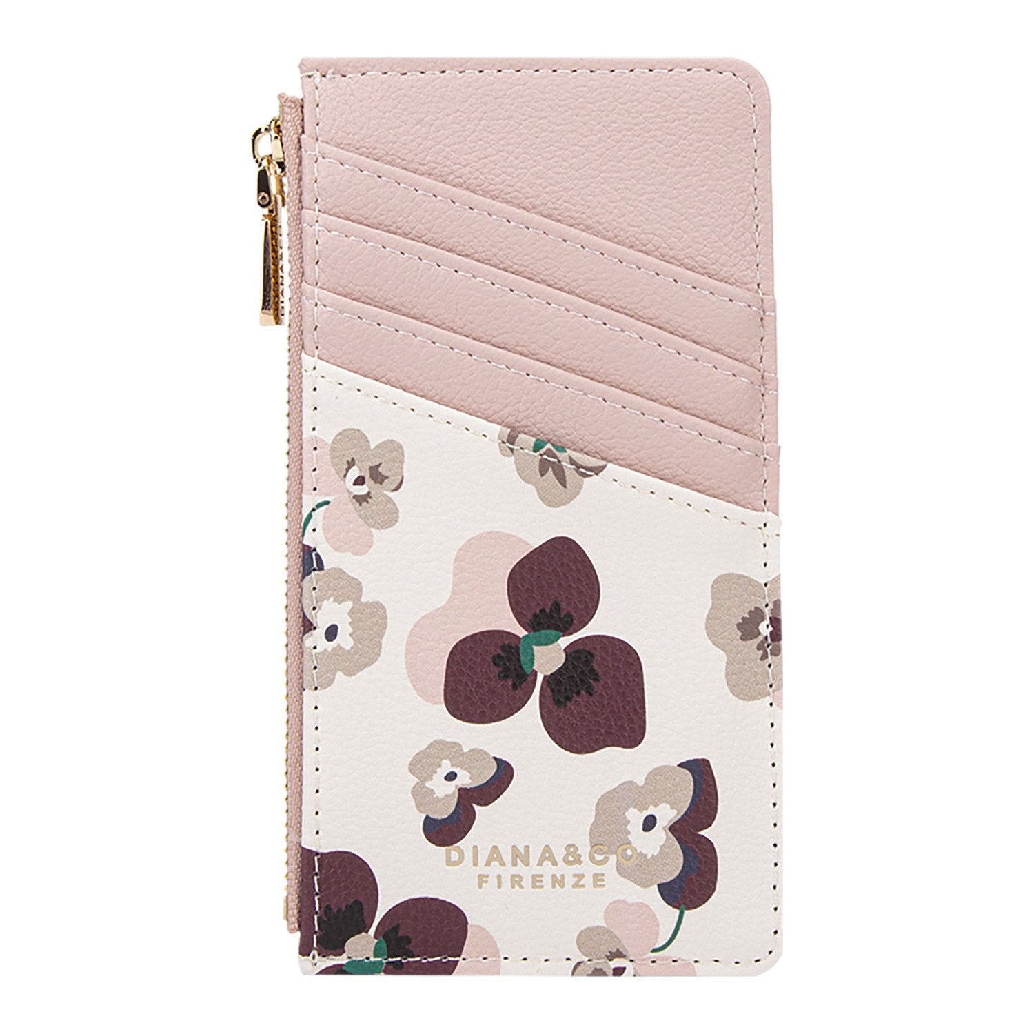 Portacarte fleuri Diana&Co avec porte-clés et poche zippée