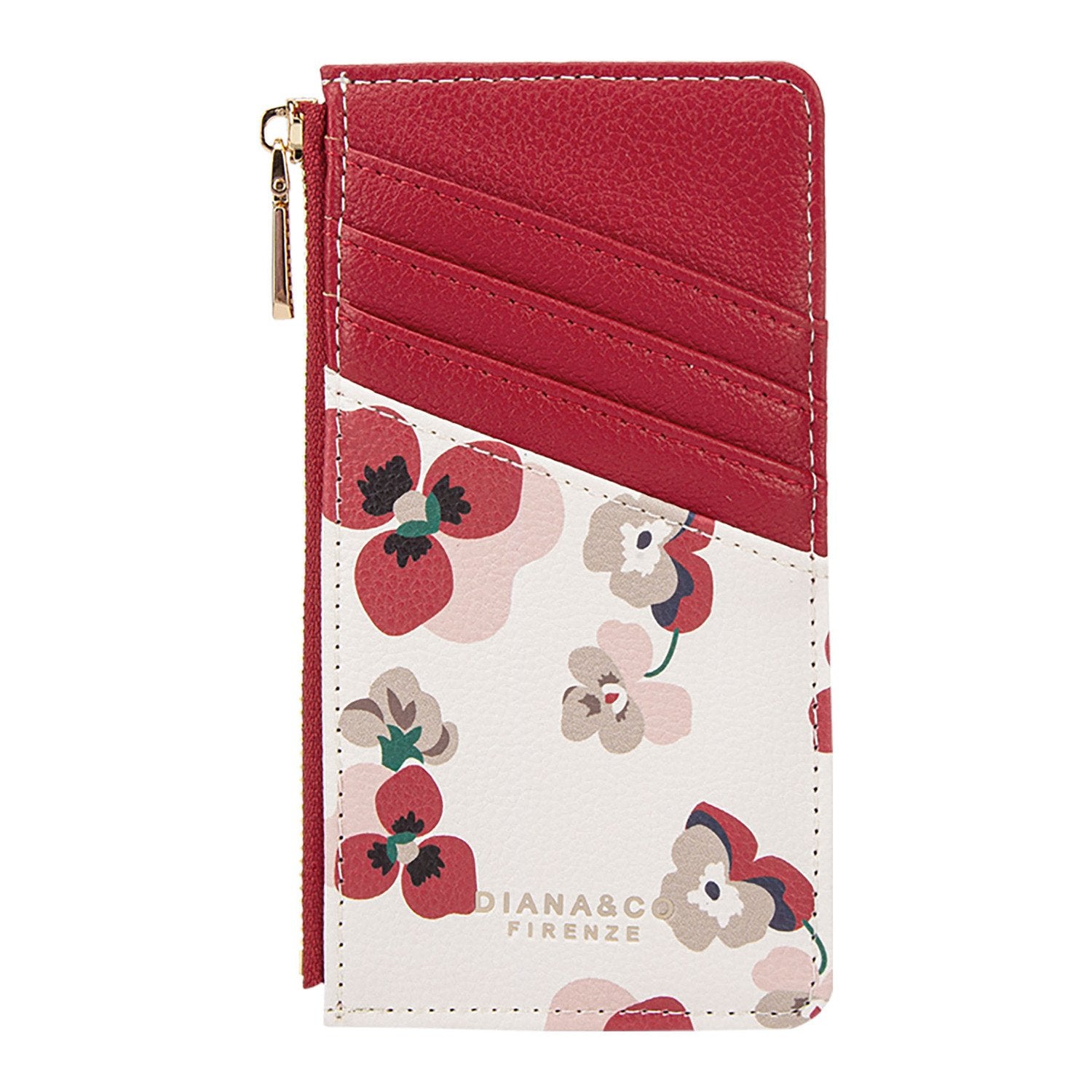 Portacarte fleuri Diana&Co avec porte-clés et poche zippée