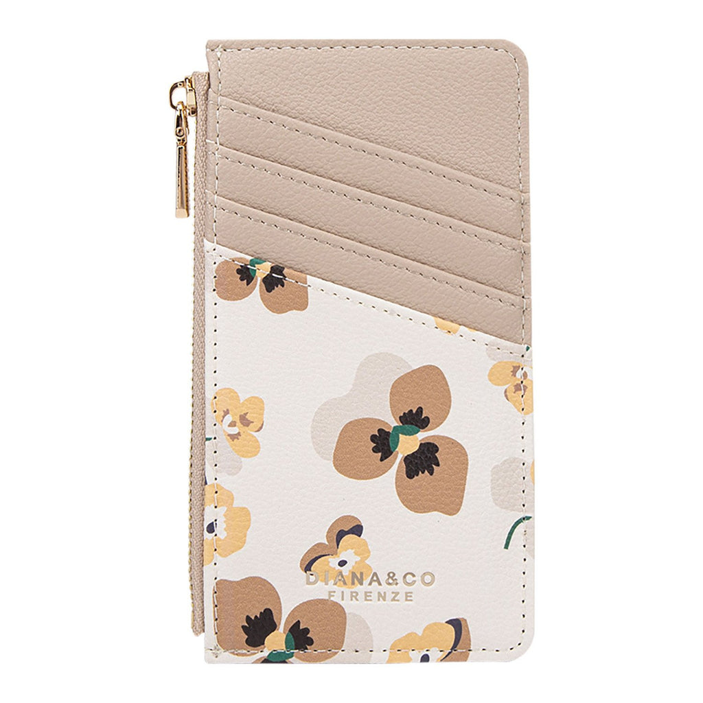 Portacarte fleuri Diana&Co avec porte-clés et poche zippée